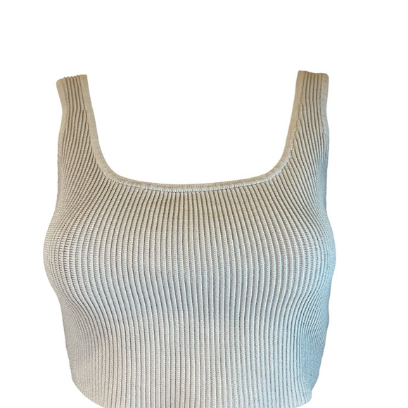 Babaton Scult Knit Cropped Women's Gray  Ribbed Knit Tank Top size S - Picture 2 of 4